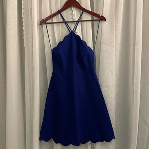 Lulus/Lush Scallop Neckline and Skirt Hem Dress in Royal Blue